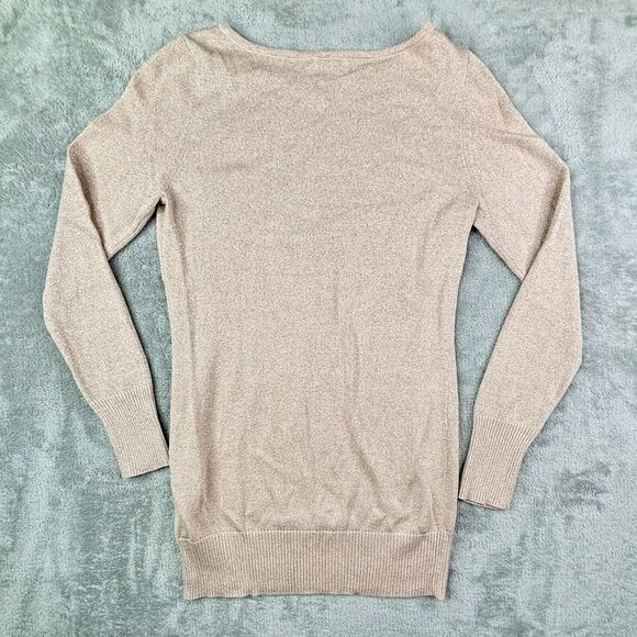 Cache Silver Thread Beaded BUTTERFLY Size M Sweater Blush Pink Vintage 1990S - Picture 6 of 6